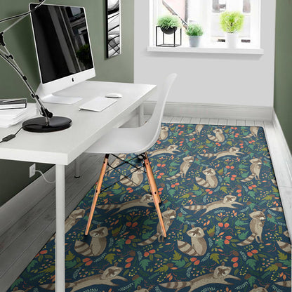 Cartoon Raccoon Pattern Print Area Rug