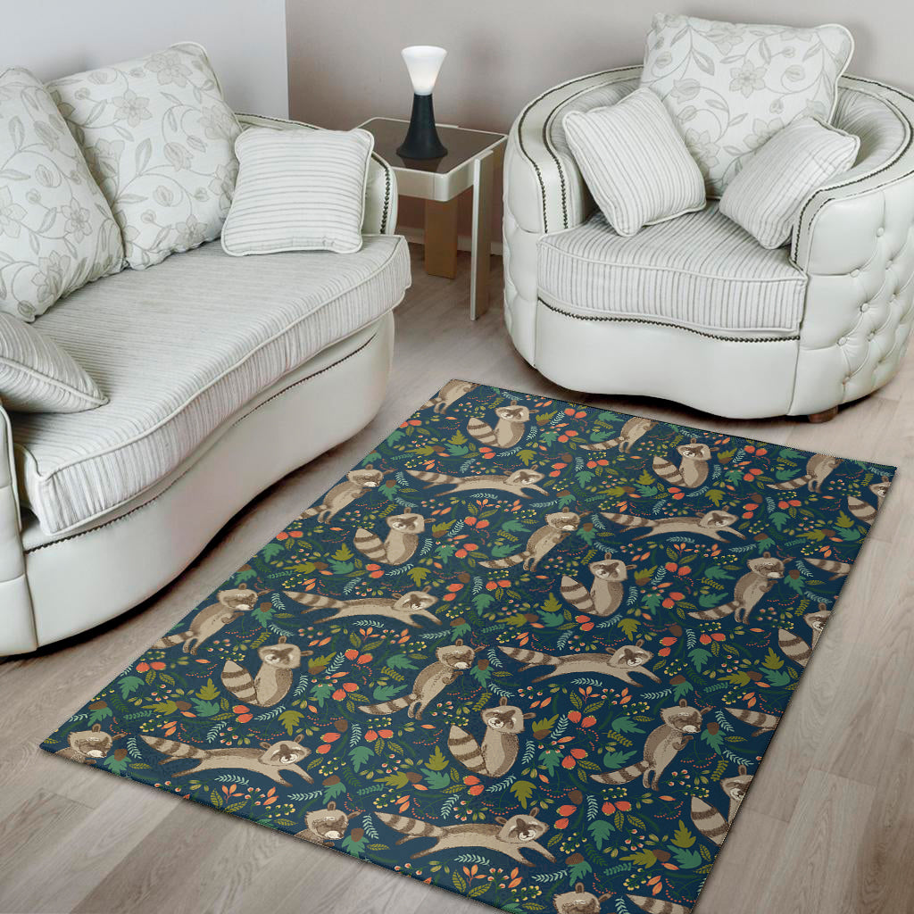 Cartoon Raccoon Pattern Print Area Rug