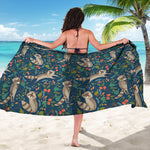 Cartoon Raccoon Pattern Print Beach Sarong Wrap