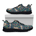 Cartoon Raccoon Pattern Print Black Running Shoes