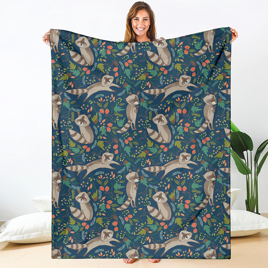 Cartoon Raccoon Pattern Print Blanket
