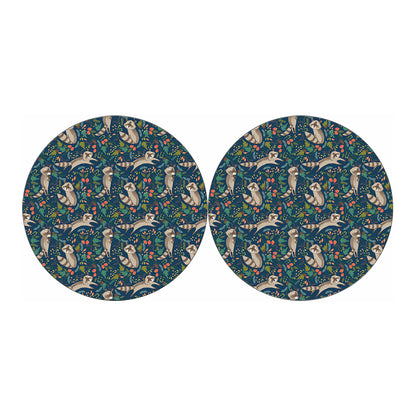 Cartoon Raccoon Pattern Print Car Coasters