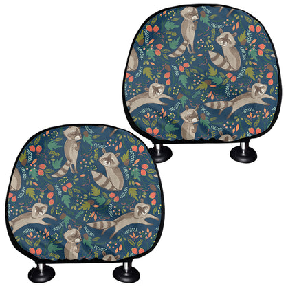 Cartoon Raccoon Pattern Print Car Headrest Covers