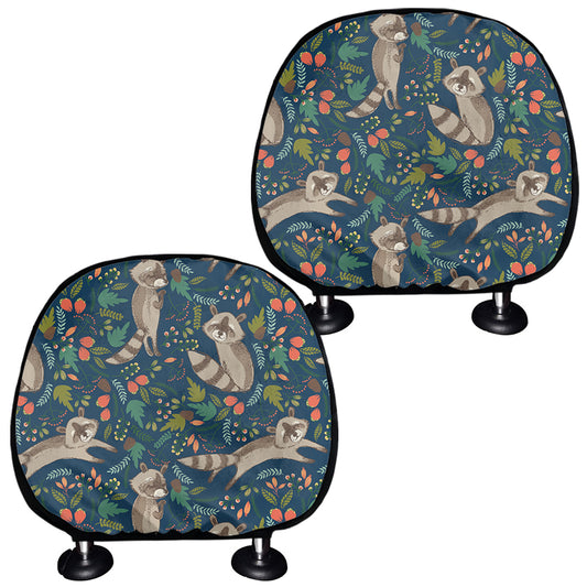 Cartoon Raccoon Pattern Print Car Headrest Covers