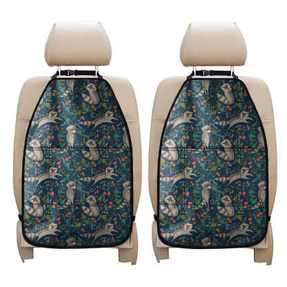 Cartoon Raccoon Pattern Print Car Seat Organizers