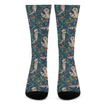 Cartoon Raccoon Pattern Print Crew Socks