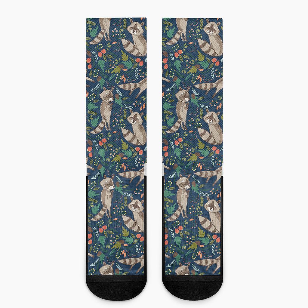 Cartoon Raccoon Pattern Print Crew Socks