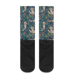 Cartoon Raccoon Pattern Print Crew Socks