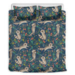 Cartoon Raccoon Pattern Print Duvet Cover Bedding Set