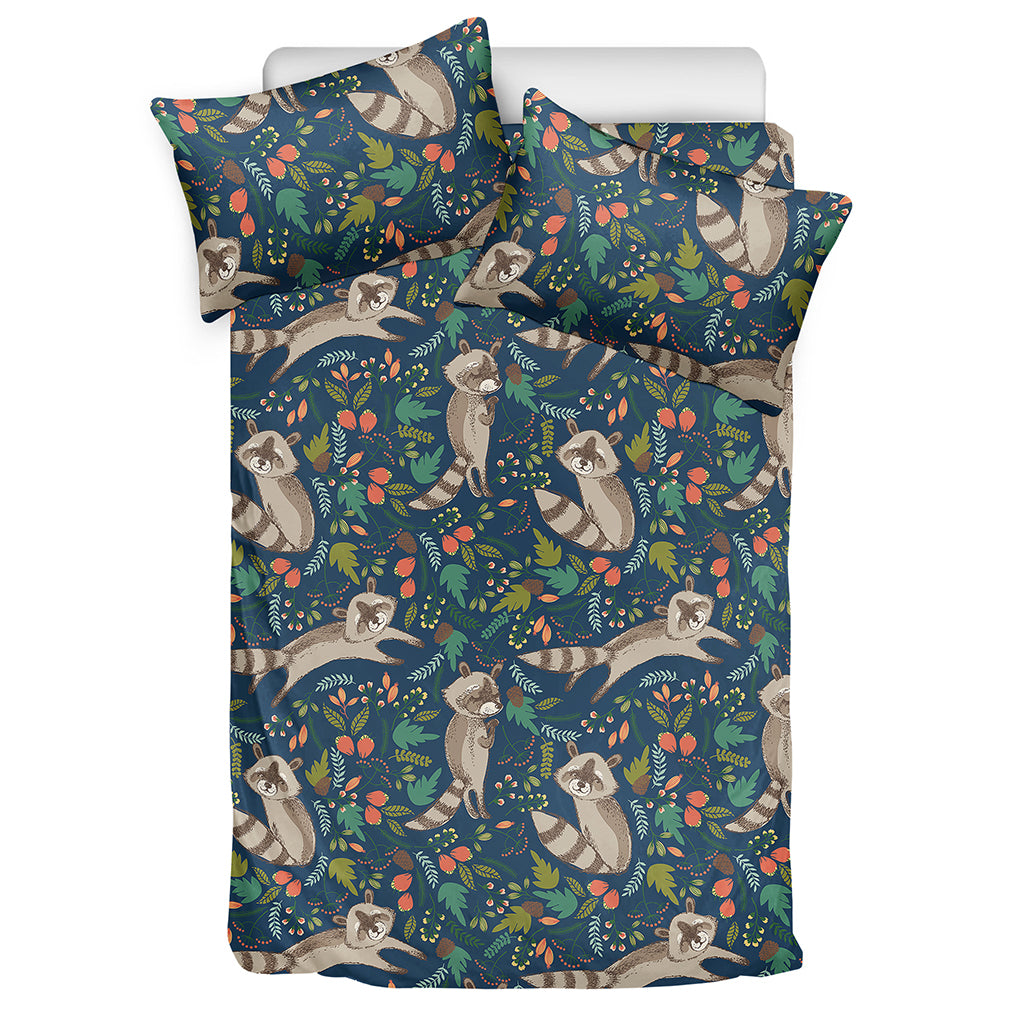 Cartoon Raccoon Pattern Print Duvet Cover Bedding Set