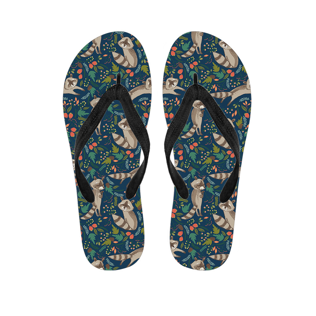 Cartoon Raccoon Pattern Print Flip Flops