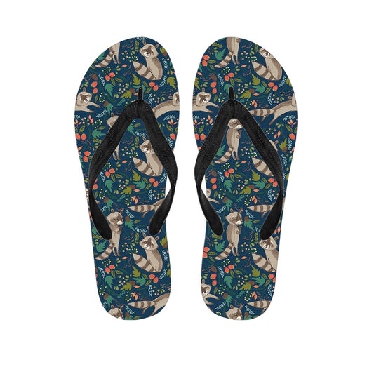 Cartoon Raccoon Pattern Print Flip Flops