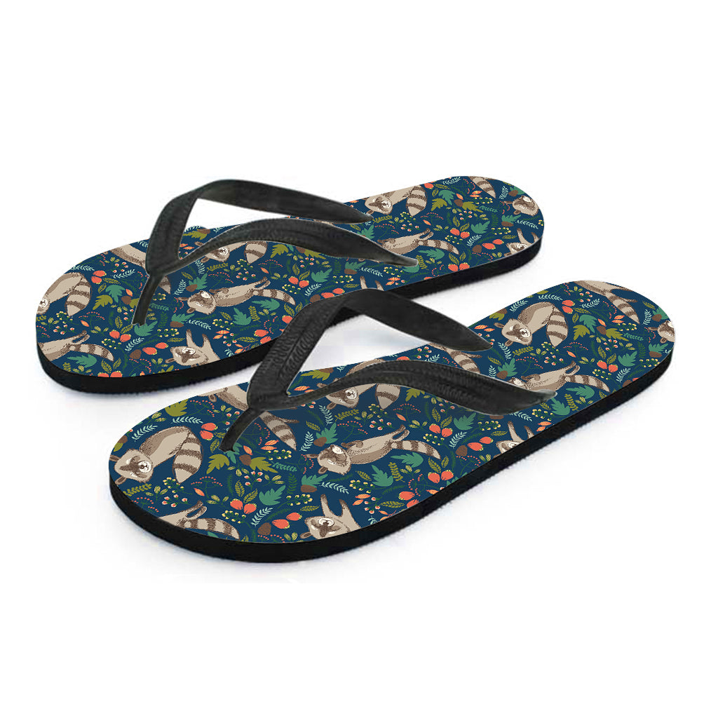 Cartoon Raccoon Pattern Print Flip Flops