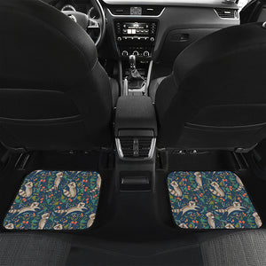 Cartoon Raccoon Pattern Print Front and Back Car Floor Mats