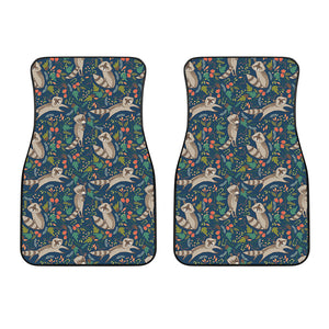 Cartoon Raccoon Pattern Print Front Car Floor Mats