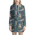 Cartoon Raccoon Pattern Print Pullover Hoodie Dress