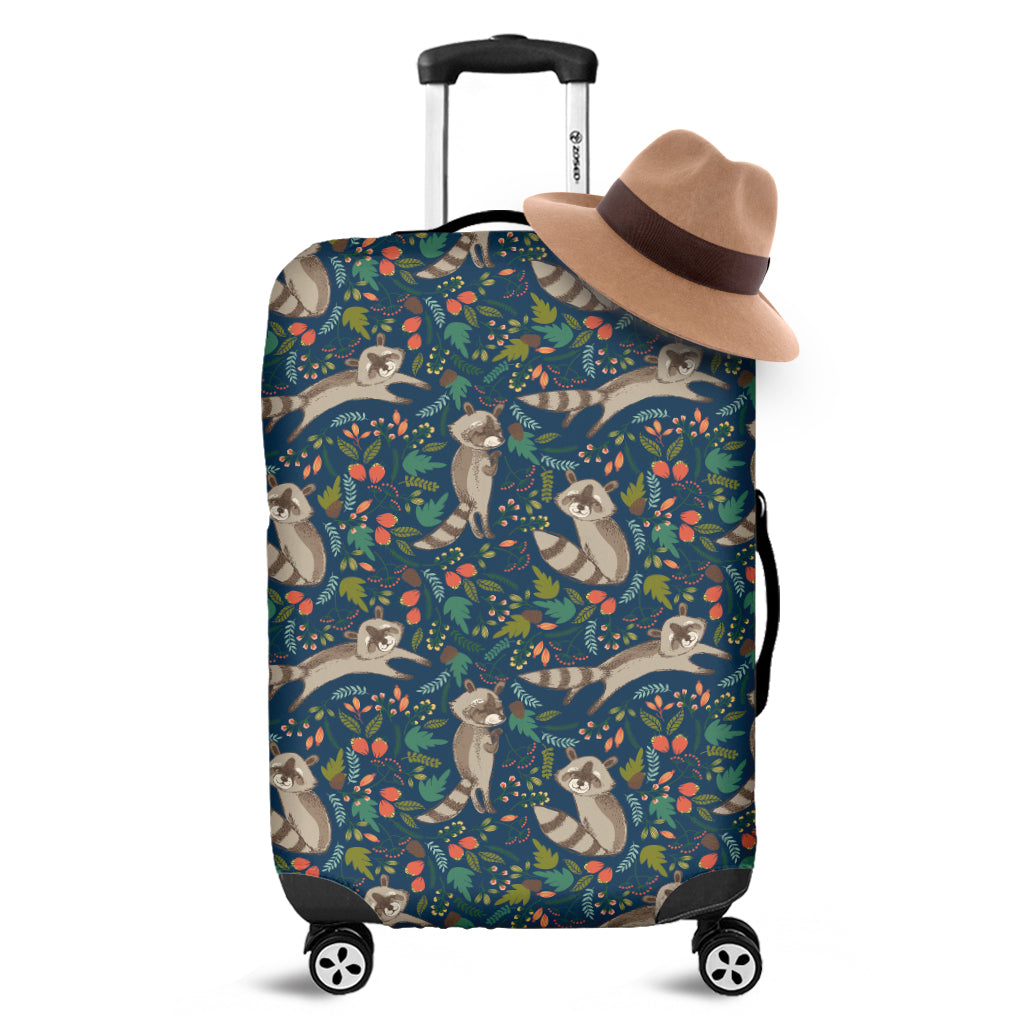 Cartoon Raccoon Pattern Print Luggage Cover