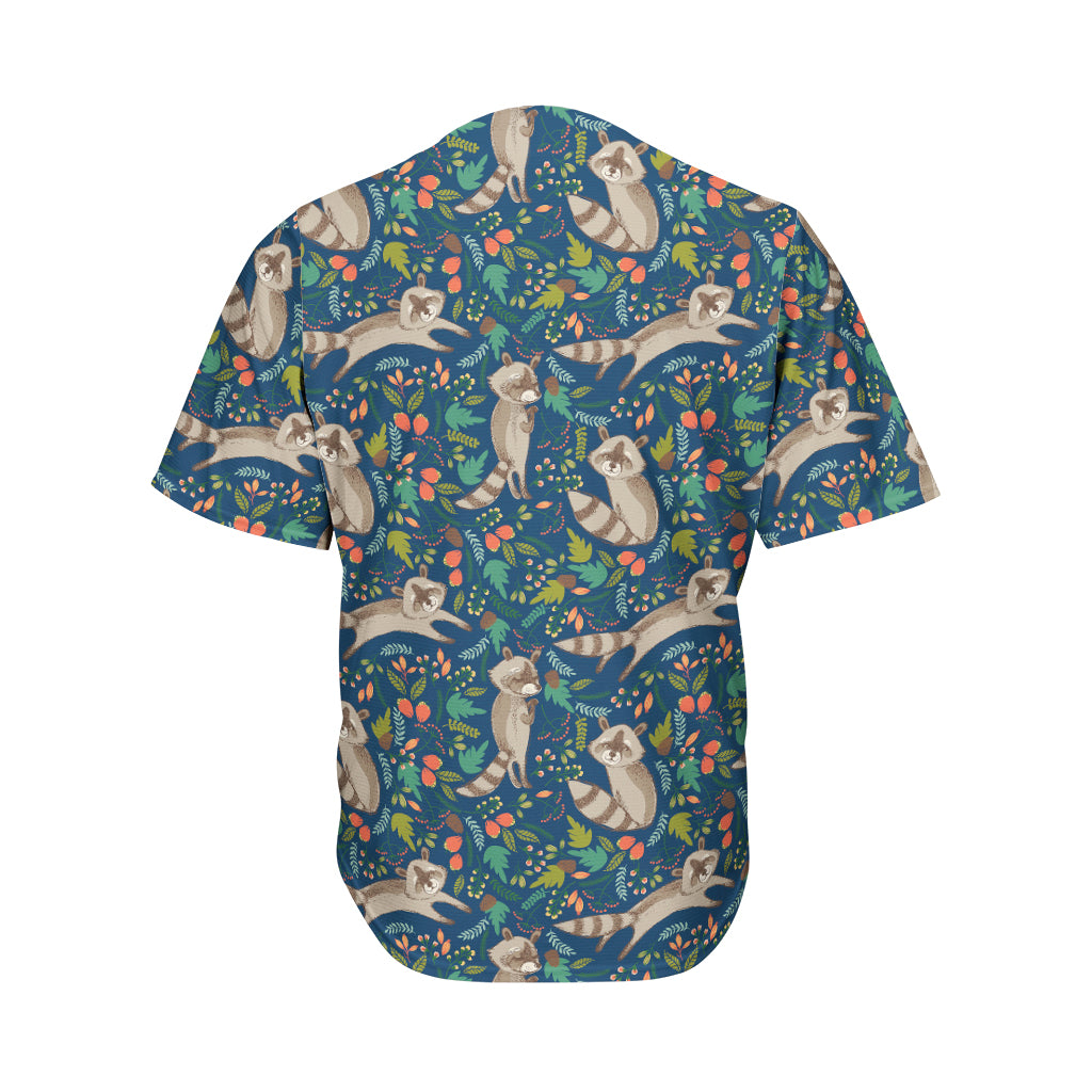 Cartoon Raccoon Pattern Print Men's Baseball Jersey
