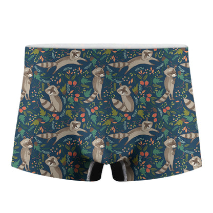 Cartoon Raccoon Pattern Print Men's Boxer Briefs