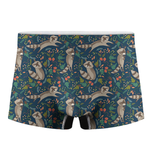 Cartoon Raccoon Pattern Print Men's Boxer Briefs