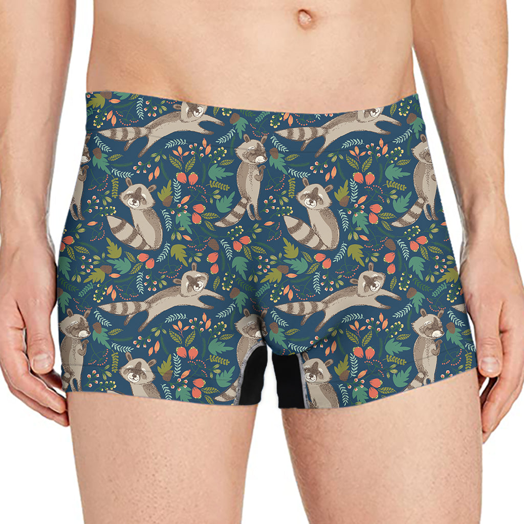 Cartoon Raccoon Pattern Print Men's Boxer Briefs