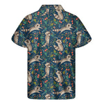 Cartoon Raccoon Pattern Print Men's Short Sleeve Shirt