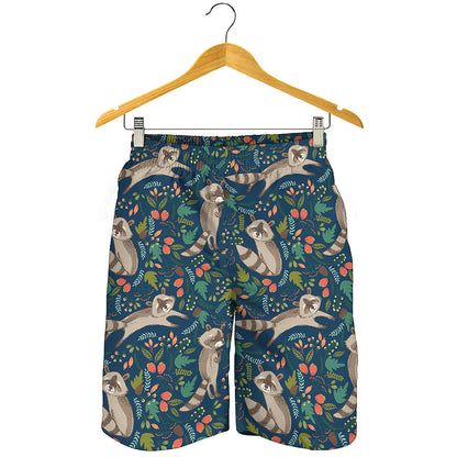Cartoon Raccoon Pattern Print Men's Shorts
