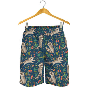 Cartoon Raccoon Pattern Print Men's Shorts