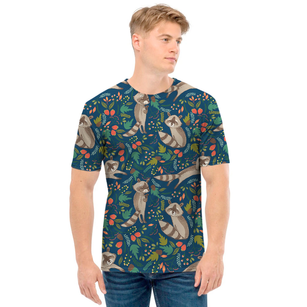 Cartoon Raccoon Pattern Print Men's T-Shirt
