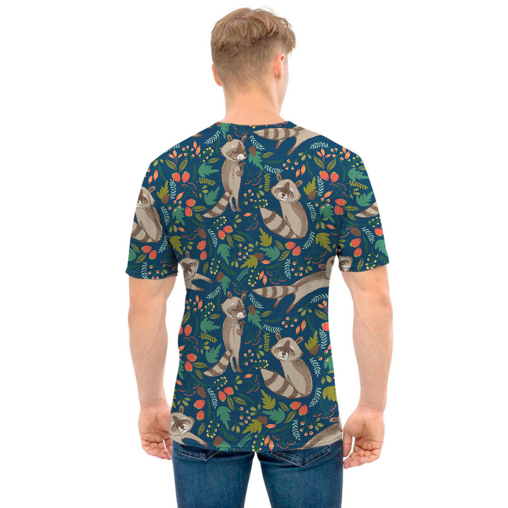 Cartoon Raccoon Pattern Print Men's T-Shirt