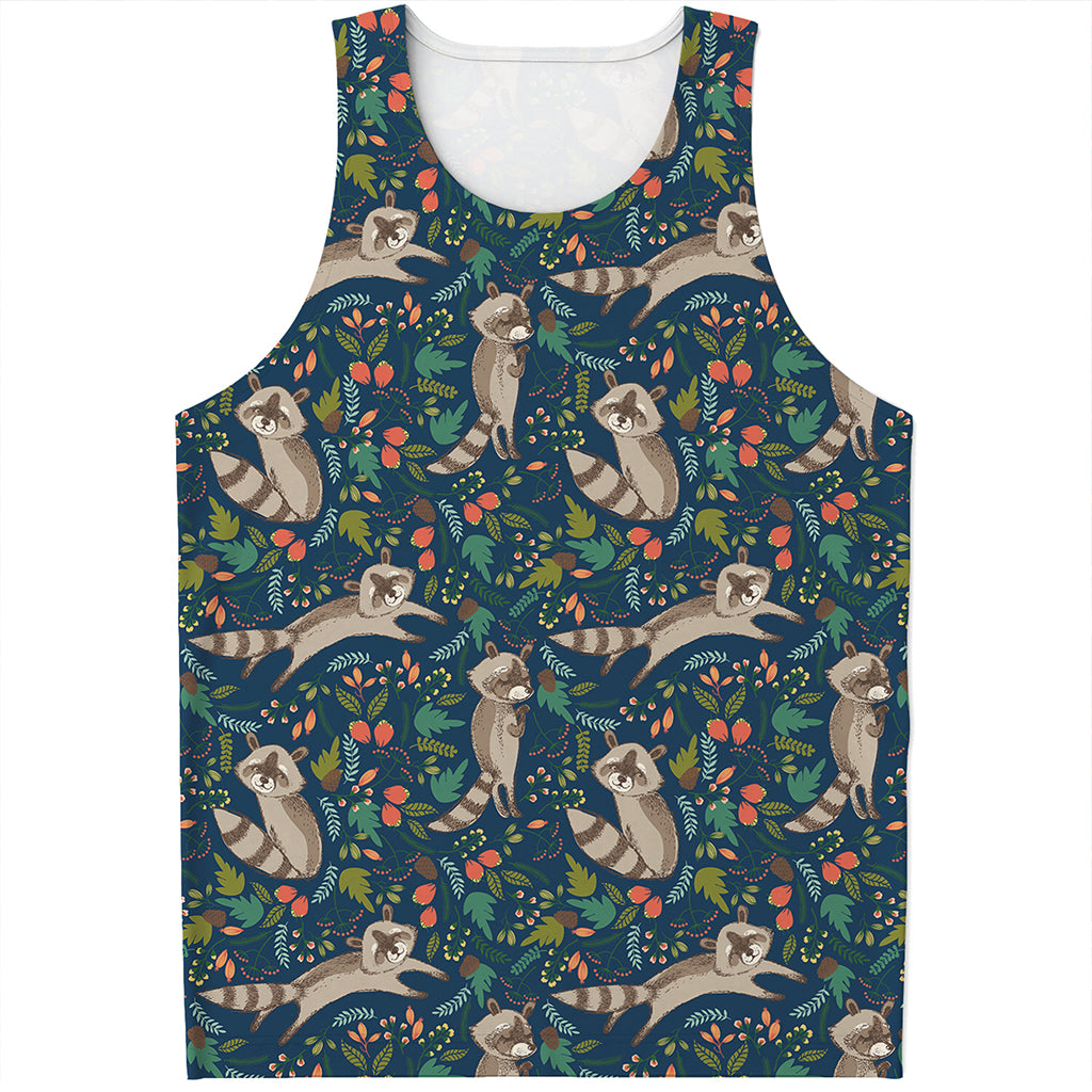 Cartoon Raccoon Pattern Print Men's Tank Top