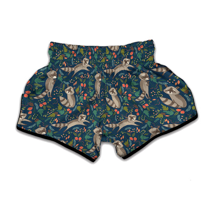 Cartoon Raccoon Pattern Print Muay Thai Boxing Shorts