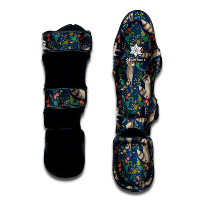 Cartoon Raccoon Pattern Print Muay Thai Shin Guard