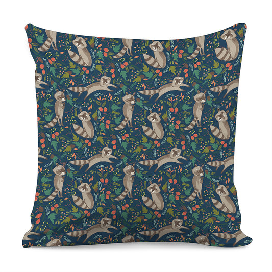Cartoon Raccoon Pattern Print Pillow Cover