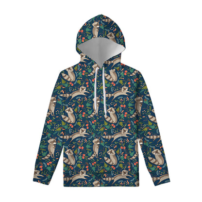 Cartoon Raccoon Pattern Print Pullover Hoodie