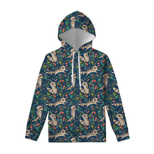 Cartoon Raccoon Pattern Print Pullover Hoodie