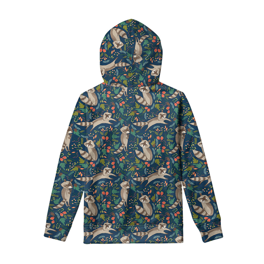 Cartoon Raccoon Pattern Print Pullover Hoodie