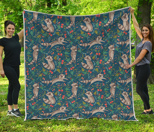 Cartoon Raccoon Pattern Print Quilt