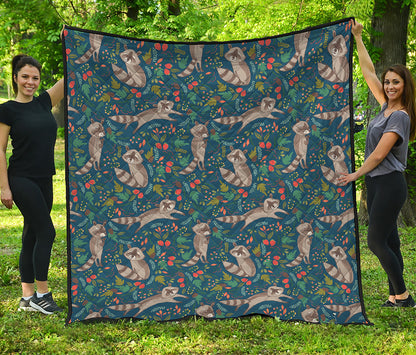 Cartoon Raccoon Pattern Print Quilt