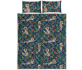 Cartoon Raccoon Pattern Print Quilt Bed Set