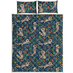 Cartoon Raccoon Pattern Print Quilt Bed Set