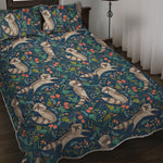 Cartoon Raccoon Pattern Print Quilt Bed Set