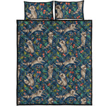 Cartoon Raccoon Pattern Print Quilt Bed Set