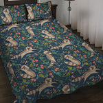 Cartoon Raccoon Pattern Print Quilt Bed Set