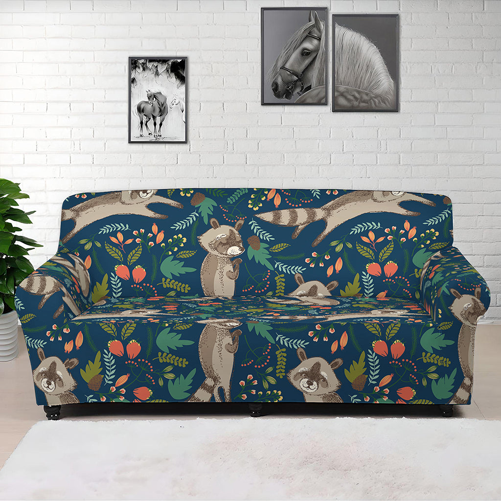 Cartoon Raccoon Pattern Print Sofa Cover
