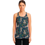 Cartoon Raccoon Pattern Print Women's Racerback Tank Top