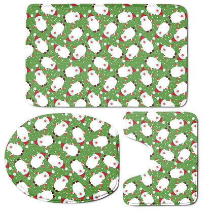 Cartoon Santa Claus Pattern Print 3 Piece Bath Mat Set