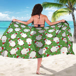Cartoon Santa Claus Pattern Print Beach Sarong Wrap