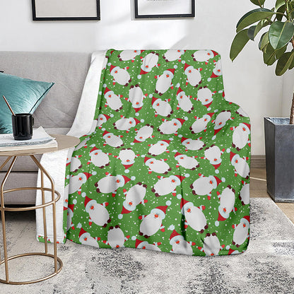 Cartoon Santa Claus Pattern Print Blanket