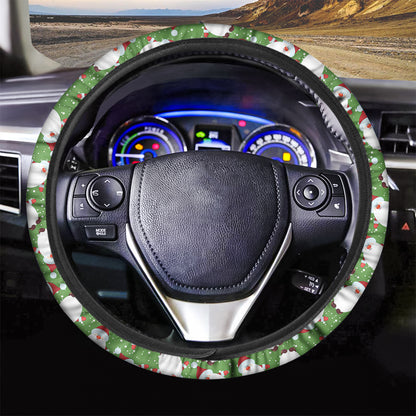 Cartoon Santa Claus Pattern Print Car Steering Wheel Cover
